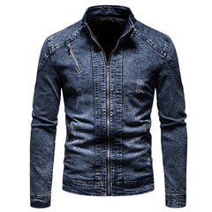 Blue Denim Jacket Men Motorcycle Jacket Spring Autumn Slim Fit Jackets