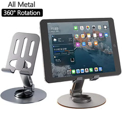 Metal Phone Tablet Holder 360° Rotation Anti Slip Foldable Adjustable Flexible