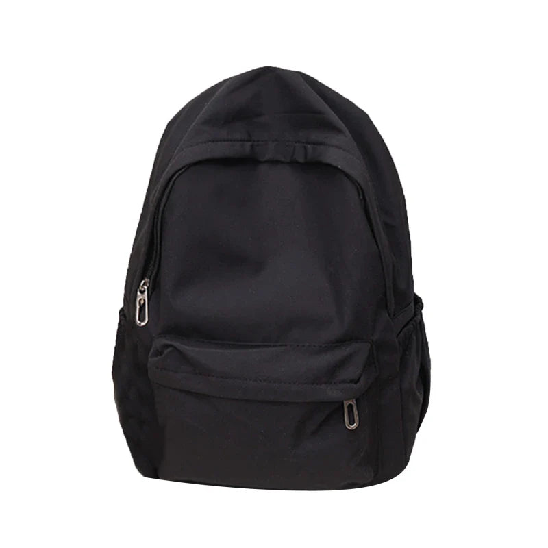 Women Schoolbag Waterproof Large Capacity School Backpack Smooth Zipper Solid Color Teens Girl Casual Daypack Bag Student Supply
