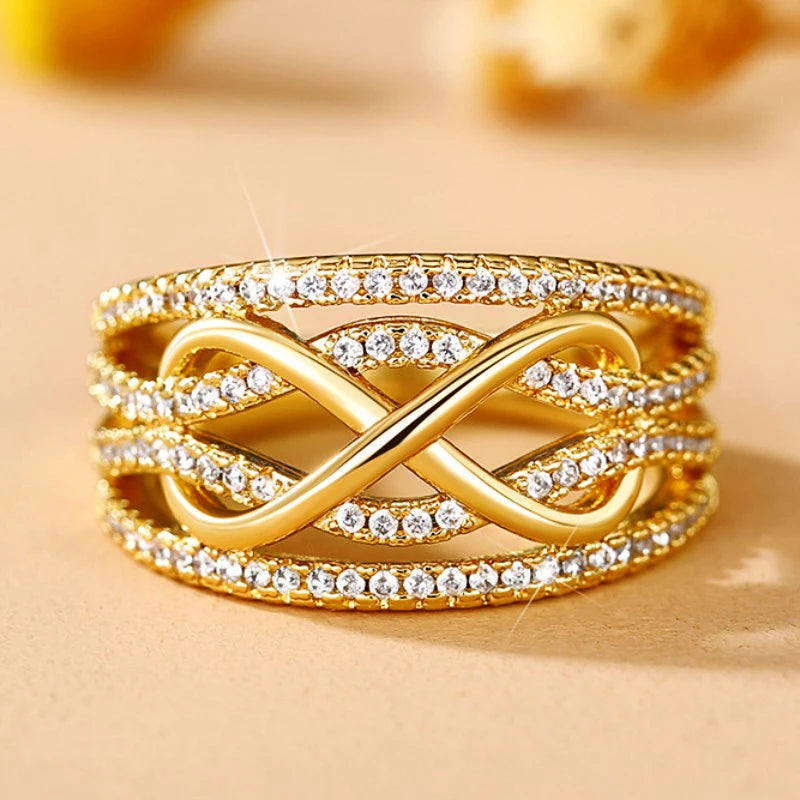 Fashion Infinite Love Rings for Women Full Bling Iced Out Cubic Zirconia