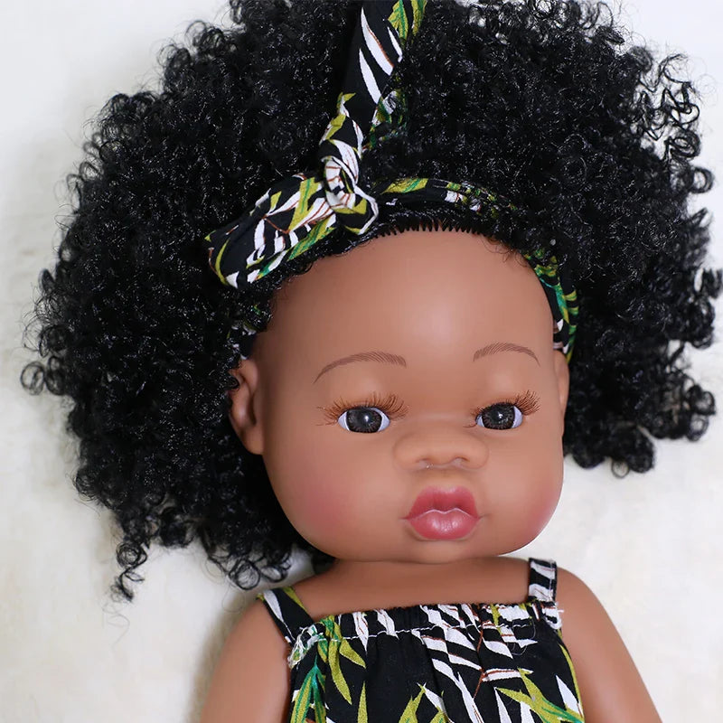 14inch Full Body Vinyl Bebe Reborn Dolls Soft Lifelike Baby Toys American Reborn Black Baby Doll Vinyl Baby Doll Toys Girls Boys