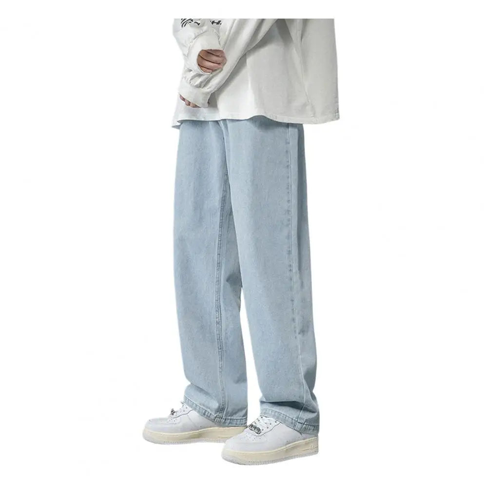 Fashion Men's Straight Wide Leg Jeans Classic Man Loose Baggy Denim