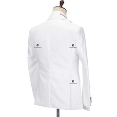 Cenne Des Graoom Elegant Suits for Men White Tuxedo Jacket Vest Pants with Bowtie