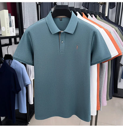 100% pure cotton men's short sleeved polo shirt hot selling summer fashionable horse logo embroidery classic Paul casual T-shirt