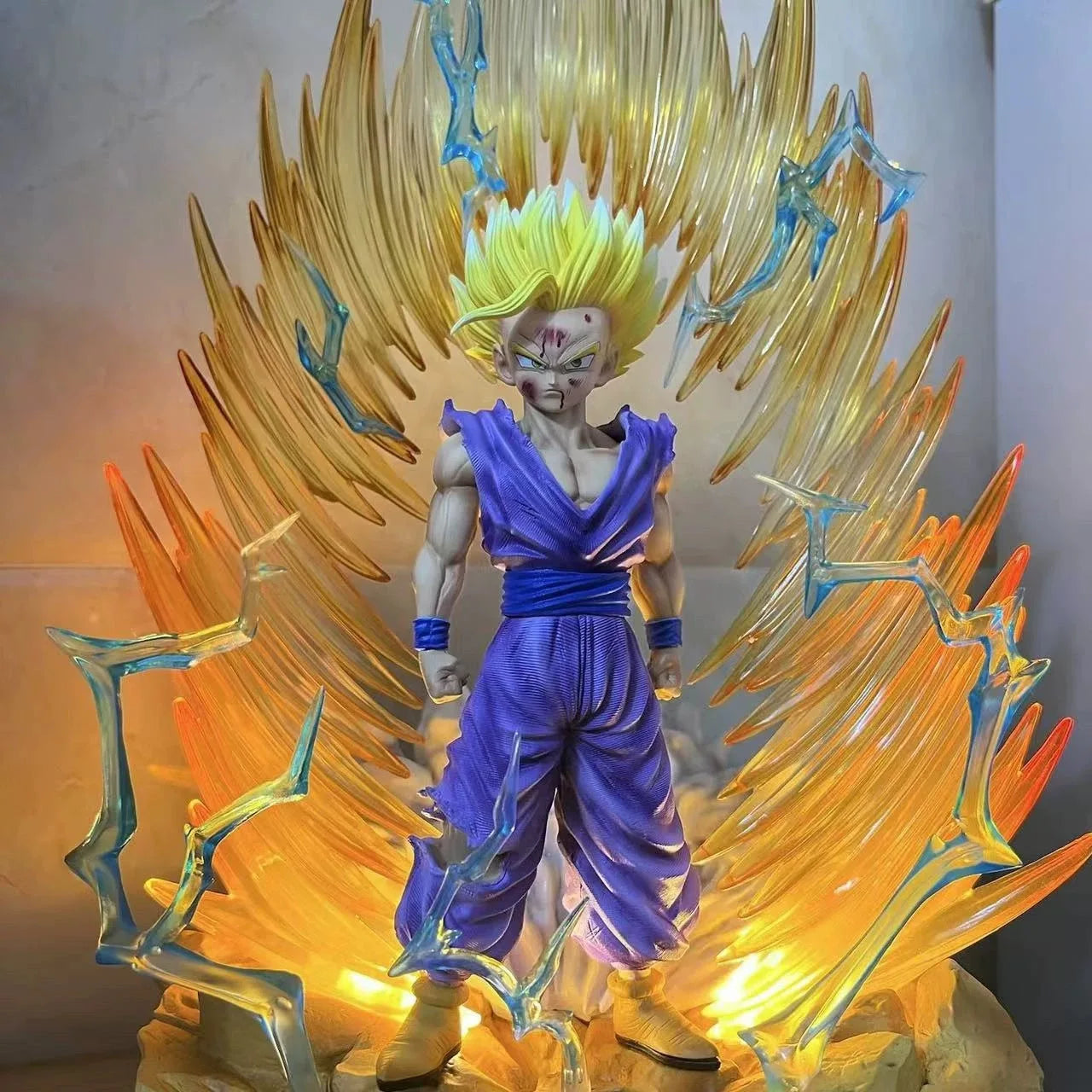 Dragon Ball Son Gohan Anime Figures Super Saiyan 2 Figurine Luminous Statue Replaceable Head Hand Model Fans Birthday Gifts Toys