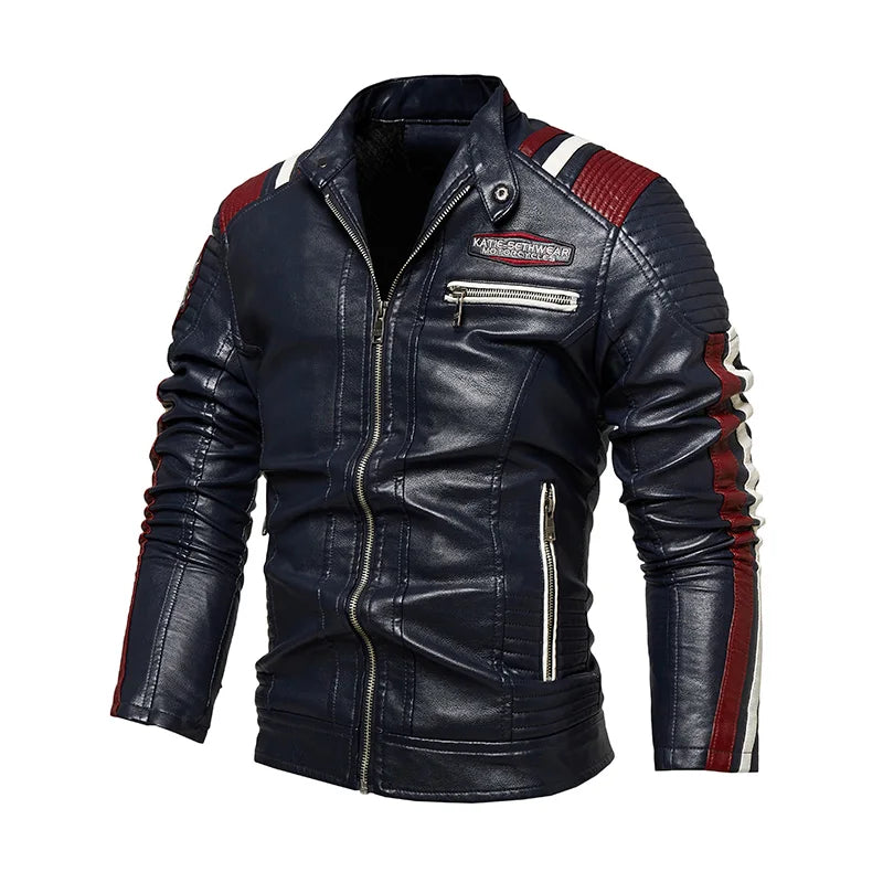Mens Vintage Motorcycle Jacket Men Fashion Biker Leather Jacket Male