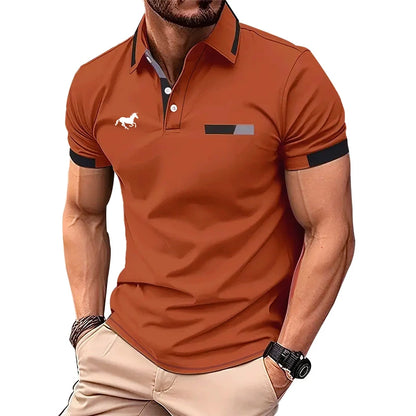 Men Summer Short Sleeve Fashion Slim Fit Polo Shirt 100% Polyester Quick Drying Business Casual Polo Shirt Tops 3D Digital Print