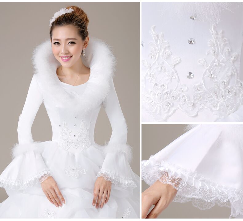White Bridesmaid Dresses: Wedding Dresses Winter Warm Long Sleeves Wedding Gowns
