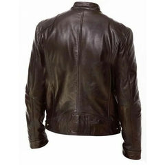 Top Layer Vintage Leather Clothes Men's Stand Collar Motorcycle Clothes