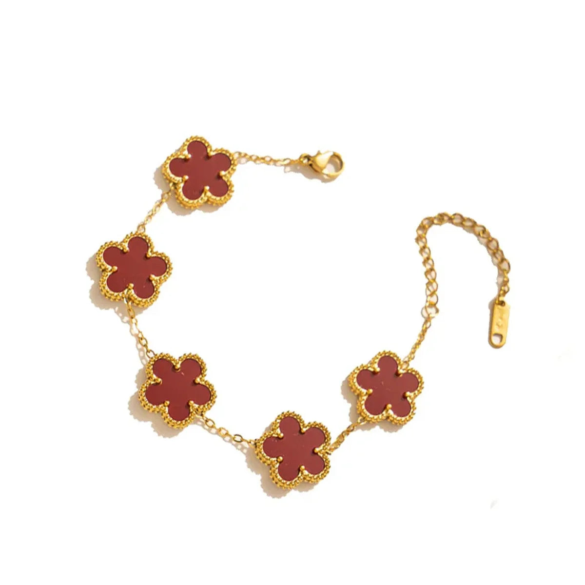 2/4Pcs 18K Gold Plated Five Leaf Flower Earring Necklace Bracelet Set for Women, Elegant Fashion Design Bracelet Jewelry Gifts
