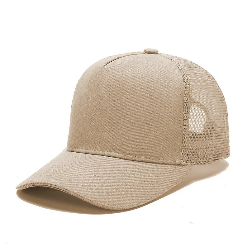 Blank 5 Pane Mesh Baseball Cap Mens And Women Curved Snapback Hats Summer Sunshade Sun Hat Simple Trucker Cap gorras casquette