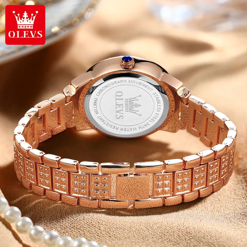 OLEVS 9943 Luxury Elegant Women's Watches Full Diamond Dial Waterproof Fashion Quartz Watch for Ladies Original Authentication
