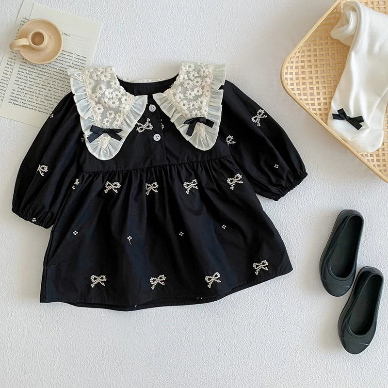0-6Yrs Girls Princess Dress Baby Girl Clothes Clothes Butterfly Collar