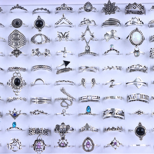 Vintage Bohemia Geometry Flowers Leaf Rings For Charm Women Mix Style