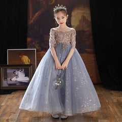 Child Girls Evening Long Dress for Wedding Party Formal Ball Gown