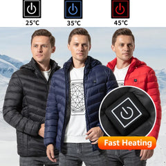 19 Areas USB Heated Jacket Men Winter Thermal Coat Electric Heating Jacket Hooded