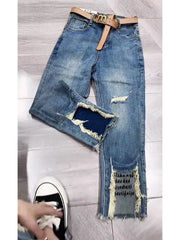 Y2k Pear-shaped Slimming Straight Leg Jeans Children 2023 Plus-size Summer