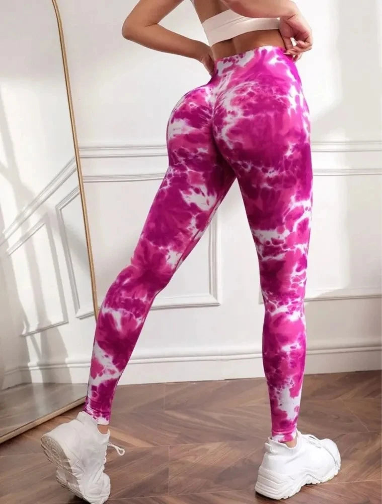 Tie Dye Seamless Leggings Women for Gym Yoga Pants Push Up Workout Sports Leggings