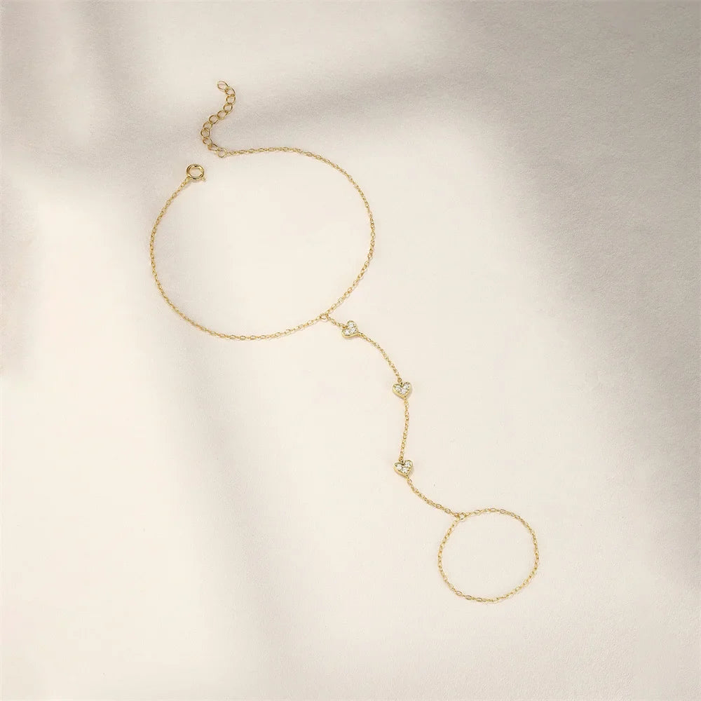 ROXI 925 Sterling Silver Evil eyes Blue/White Zircon Bracelet With Finger Design For Women Hand Chain Bracelet Party Jewelry