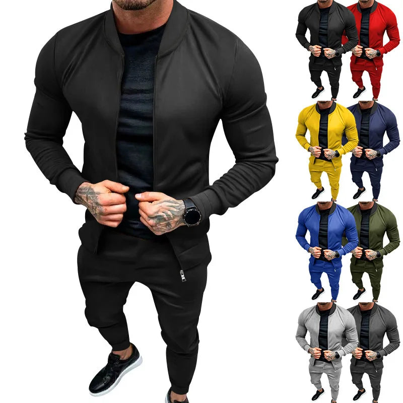2025 Men's Fitness Sports Style Outdoor Casual Zipper Set In Stock