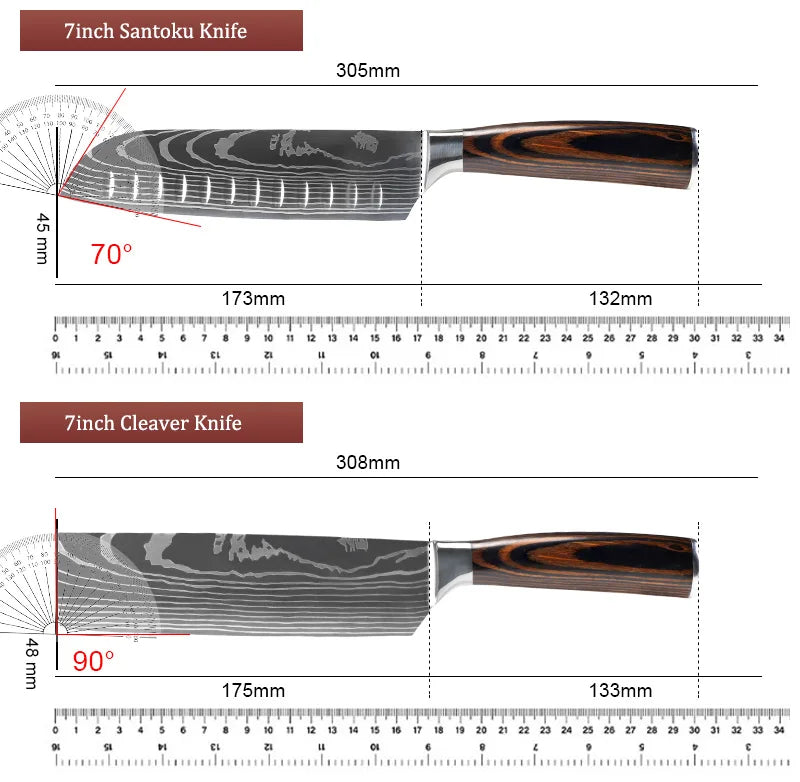 Kitchen knives Set Professional Chef Knives Japanese 7CR17 440C High Carbon