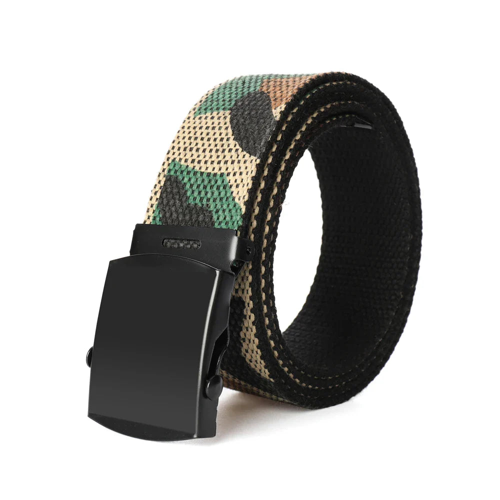 New Unisex Automatic Buckle Fashion Nylon Belt Classic Popular Casual Light Practical Woven Smooth Women Men Canvas Belt 3.8cm