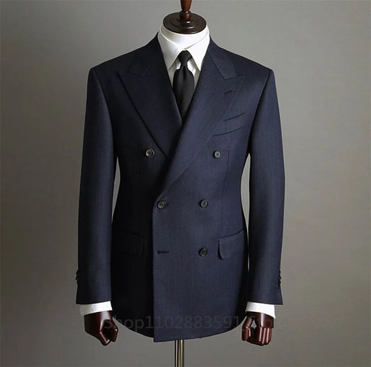 Tuxedo for Mens: 2 Pieces Blazer Pants Men Suits Double Breasted Buttons Peaked