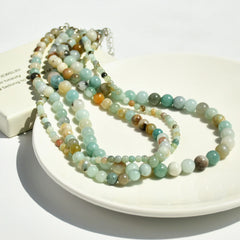 Natural Amazonite Stone Necklaces Bohemian Women Handmade Beaded Jewelry