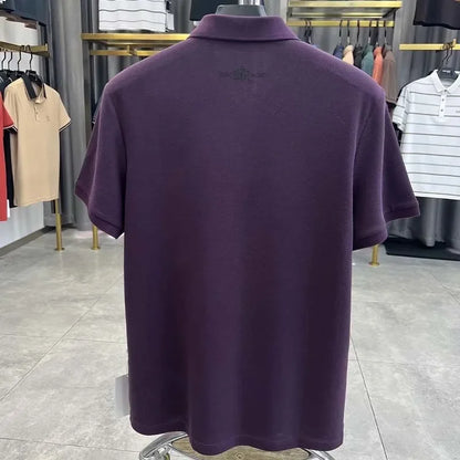 Premium 100% cotton men's short sleeve polo shirt luxury fashion brand letter embossed summer new business casual lapel T-shirt