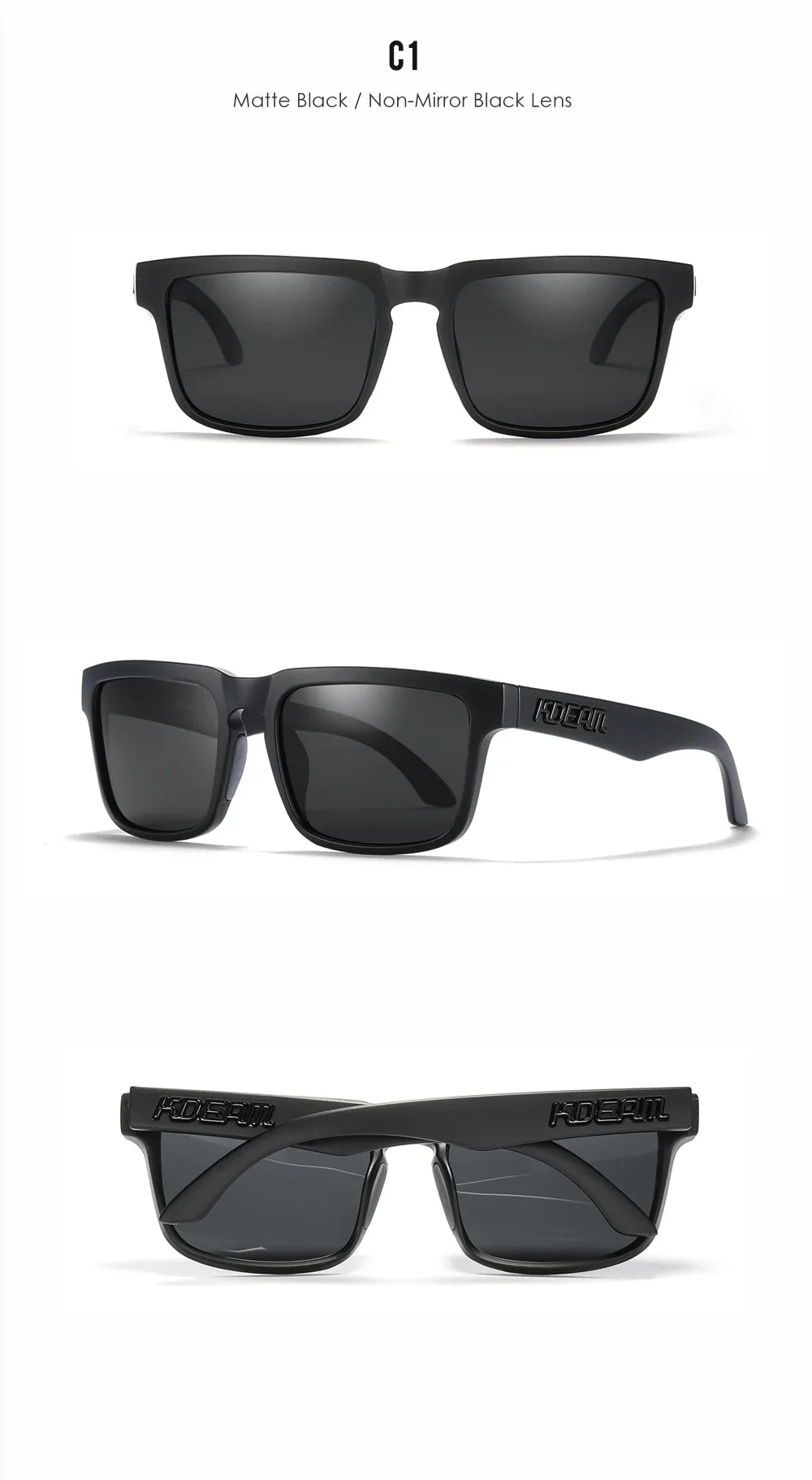 KDEAM Unisex Square Sunglasses Polarized Coated Lens Suitable For Driving Fishing Sunglasses Anti-Blue Light Computer Eyeglasses