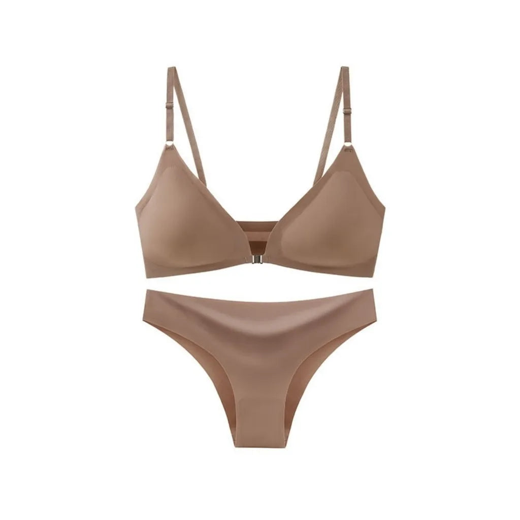 Ice Silk Seamless Bra and panty set, Beautiful Back Push-up Bra