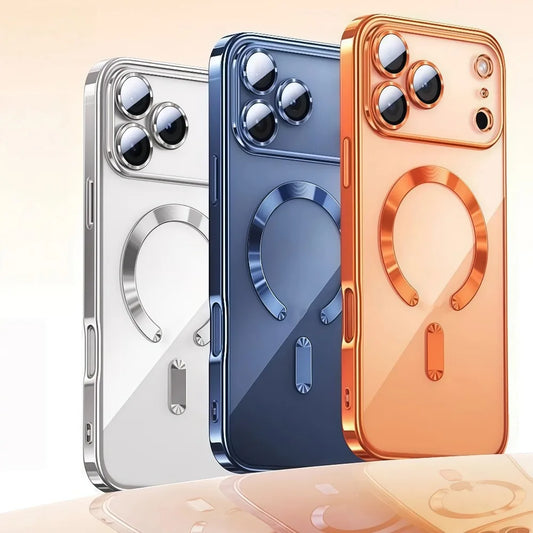 Magsafe Magnetic Plating Phone Case For iPhone 17 Air Pro Max 17Pro Bumper Case For iPhone17 Pro Max Clear Back Cover