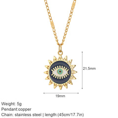 Heart Evil Blue Eye Sun Necklace for Women Cute Dog Bee Elephant Gold Color Pendant