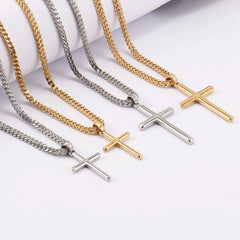 Punk Cross Pendant Link Chain for Men Women 316L Stainless Steel Hip Hop Necklace