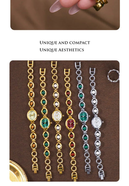 Ladies Watch Light Luxury Brand National Style Zulu Green Bracelet Advanced Bead Waterproof Women Fashion Quartz Wristwatches