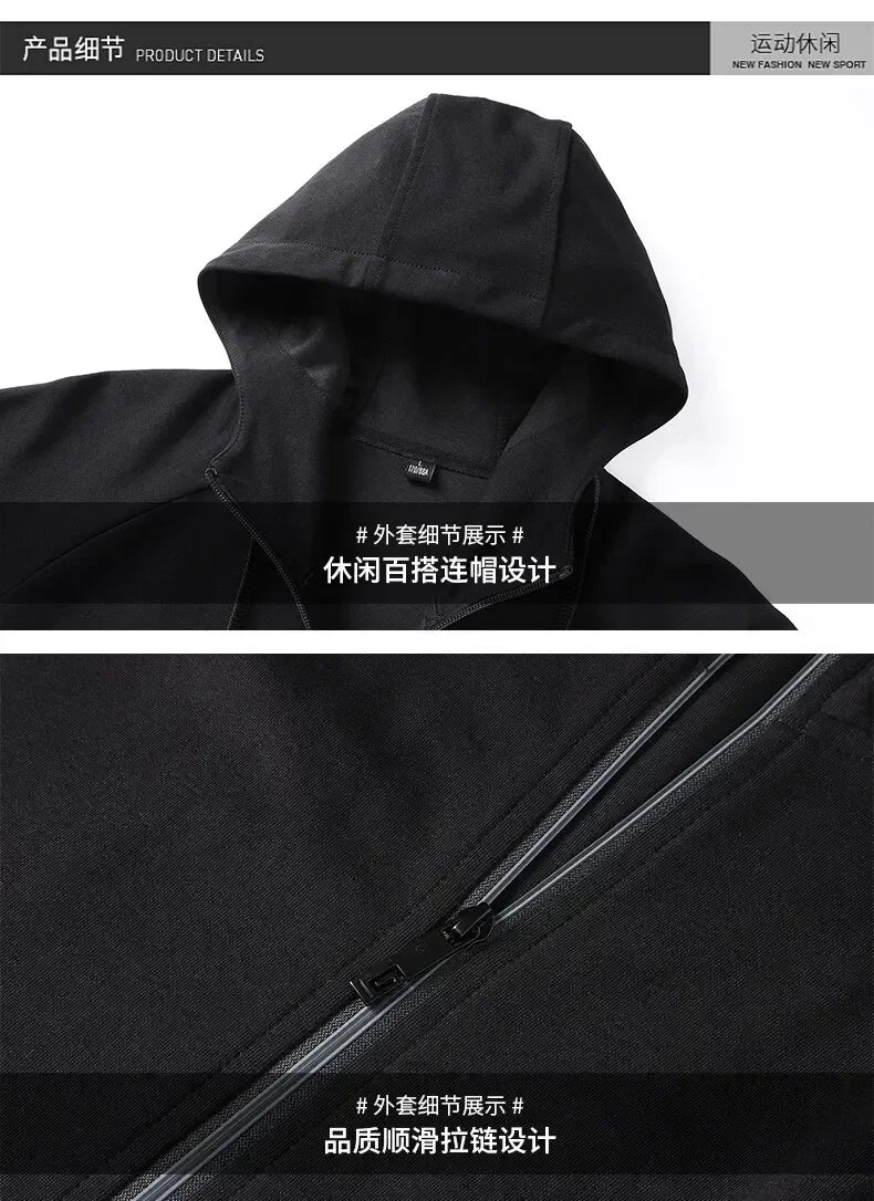 Men Running Sports Tracksuits Hoodies Zipper Outwear Sportwear+Sweatpants Sets Male Workout Sports Outfit Autumn Spring Sets men