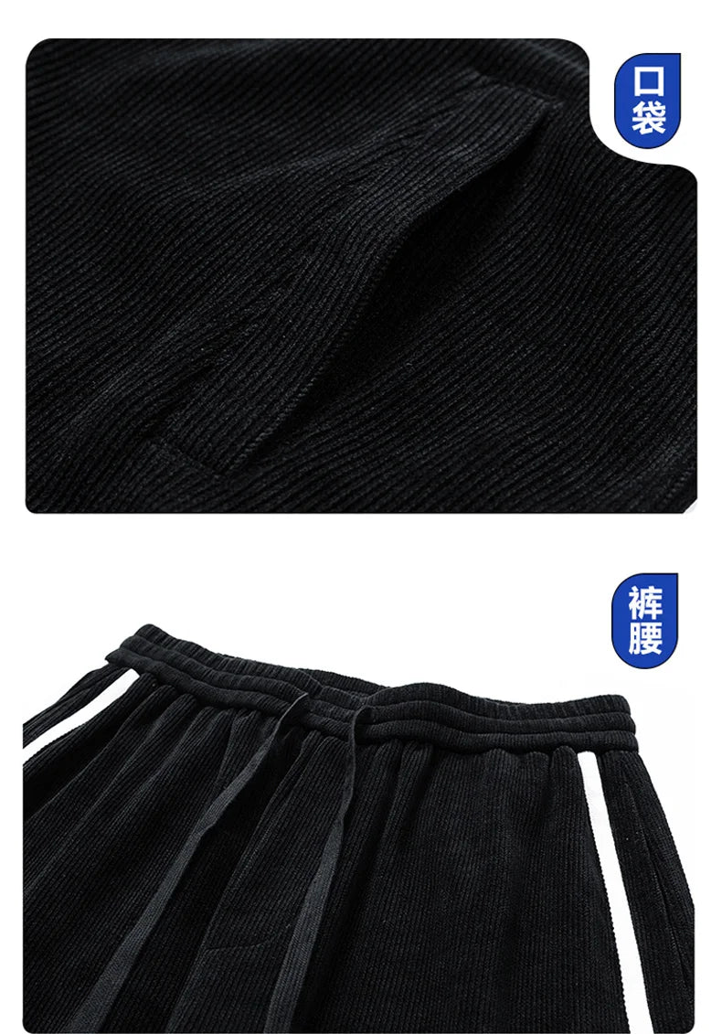 Big Size 8xl 7xl Corduroy Men's Tracksuit Set Black Hoodie Pants 2pcs Suits Autumn Winter Jacket Hooded Oversize Sportswear Man