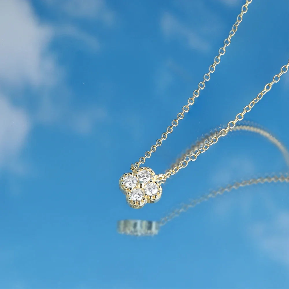 ROXI 100% 925 Sterling Silver Turquoise Crystal Petal Patter Pendant Necklaces For Women Delicate Wedding Jewelry Collar Mujer