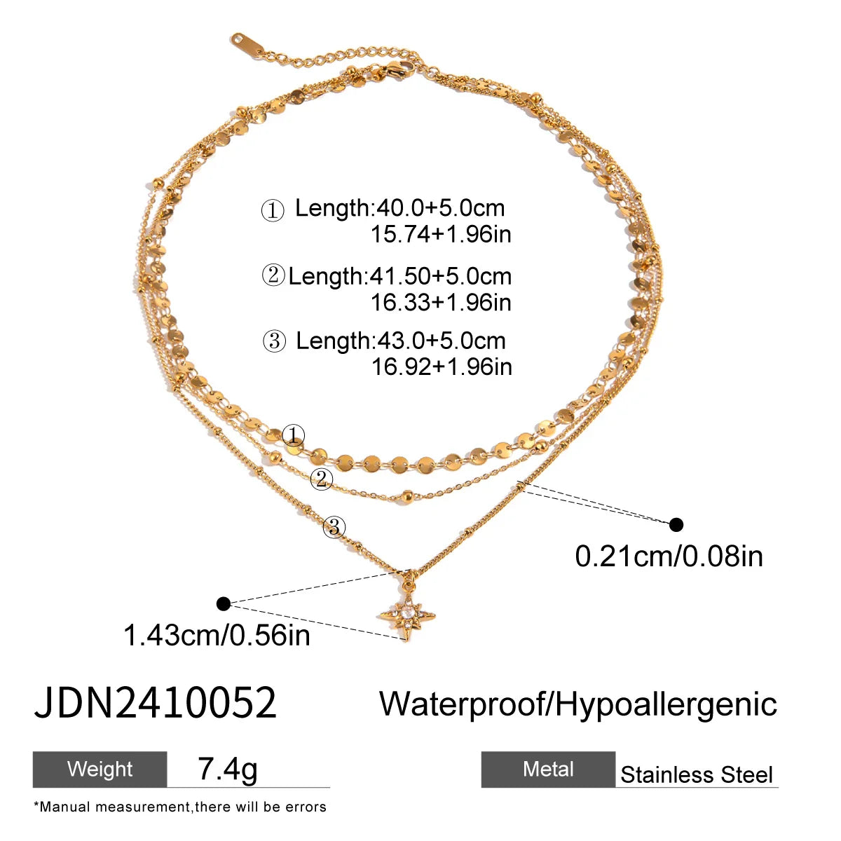 Uworld Simple Jewelry 18K Gold Plated Flat Snake Chain Layer Necklace Stainless Steel Snake Rope Chain Necklace Gift