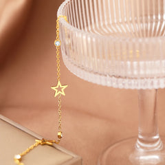 Stainless Steel Bracelets Crystal Zircon Hollow Star Pendant Korean Fashion Bracelet