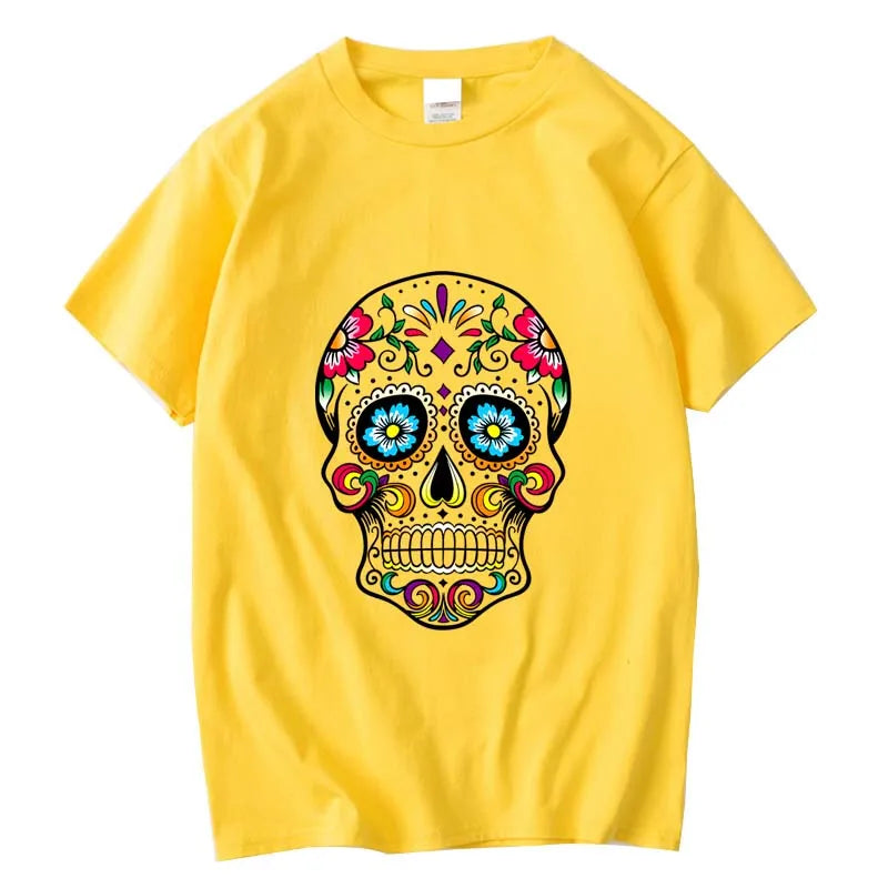 Men's T-shirt High Quality 100% Cotton Street Style Loose Cool Skull Printed Summer Men t shirt Casual Short Sleeve For Men