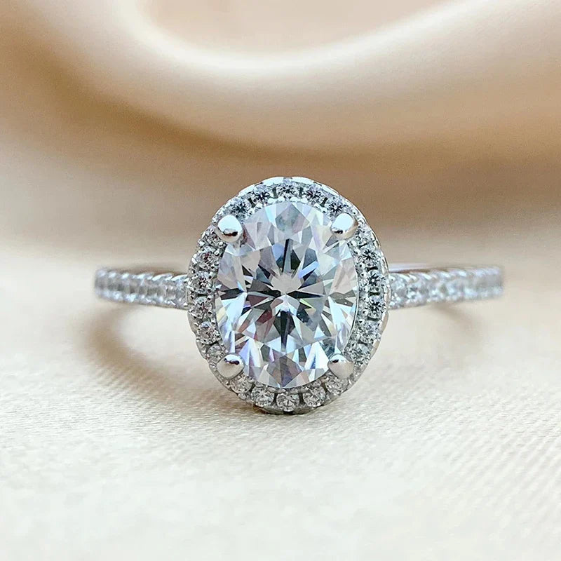 Smyoue Oval Cut 1CT 2CT 3CT D Color Moissanite Rings for Women Lab Diamond Wedding Promise Band S925 Sterling Silver Jewelry