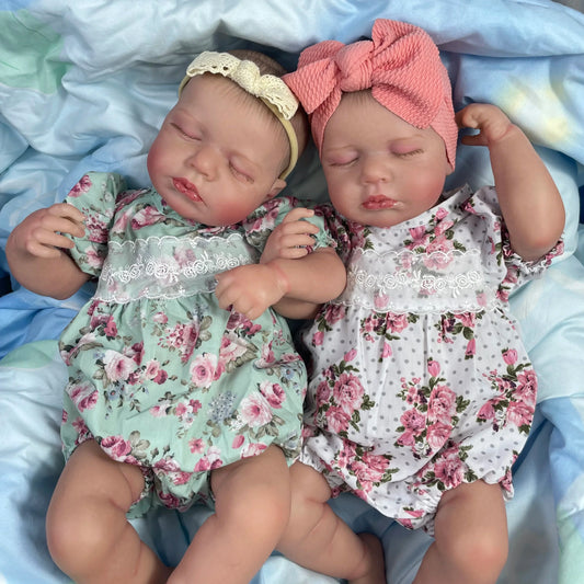 1Pcs 50CM Finished Reborn Baby Dolls LouLou Twins Girl Lifelike Silicone Vinyl Newborn 3D Skin Visible Veins DIY Toys For Girls
