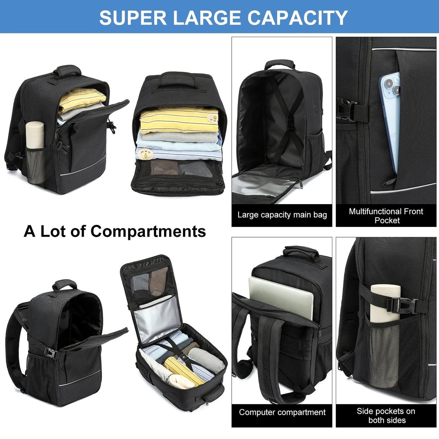 travel backpacks 40x20x25 ryanair cabin bag Unisex Carry-On Suitcase.15.6-inch Laptop Backpack For School,night reflective strip