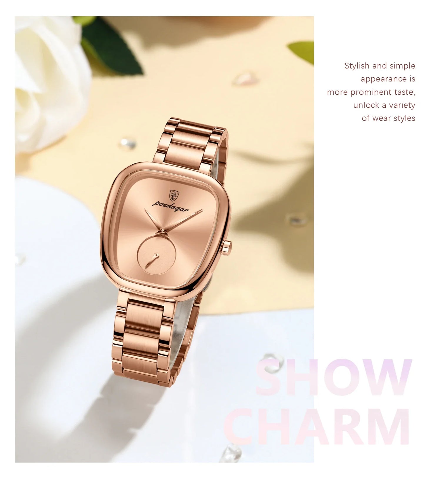 POEDAGAR Elegant Luxury Watch For Woman Waterproof Stainless Steel Women's Quartz Watches Simple High Quality Ladies Wristwatch