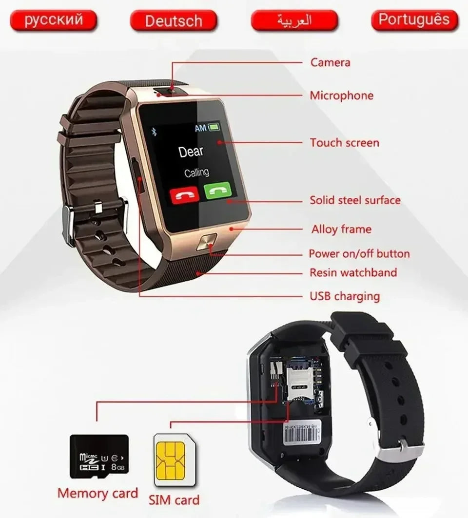 Premium Digital Touch Screen Smart Watch DZ09 Bracelet Camera Bluetooth SIM Card Phone Watch Reloj Mujer Android IOS