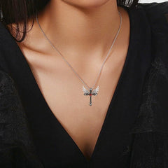 Classic Income Fashion Angel Wings Pendant Necklace Ladies Cross Guardian Jewelry