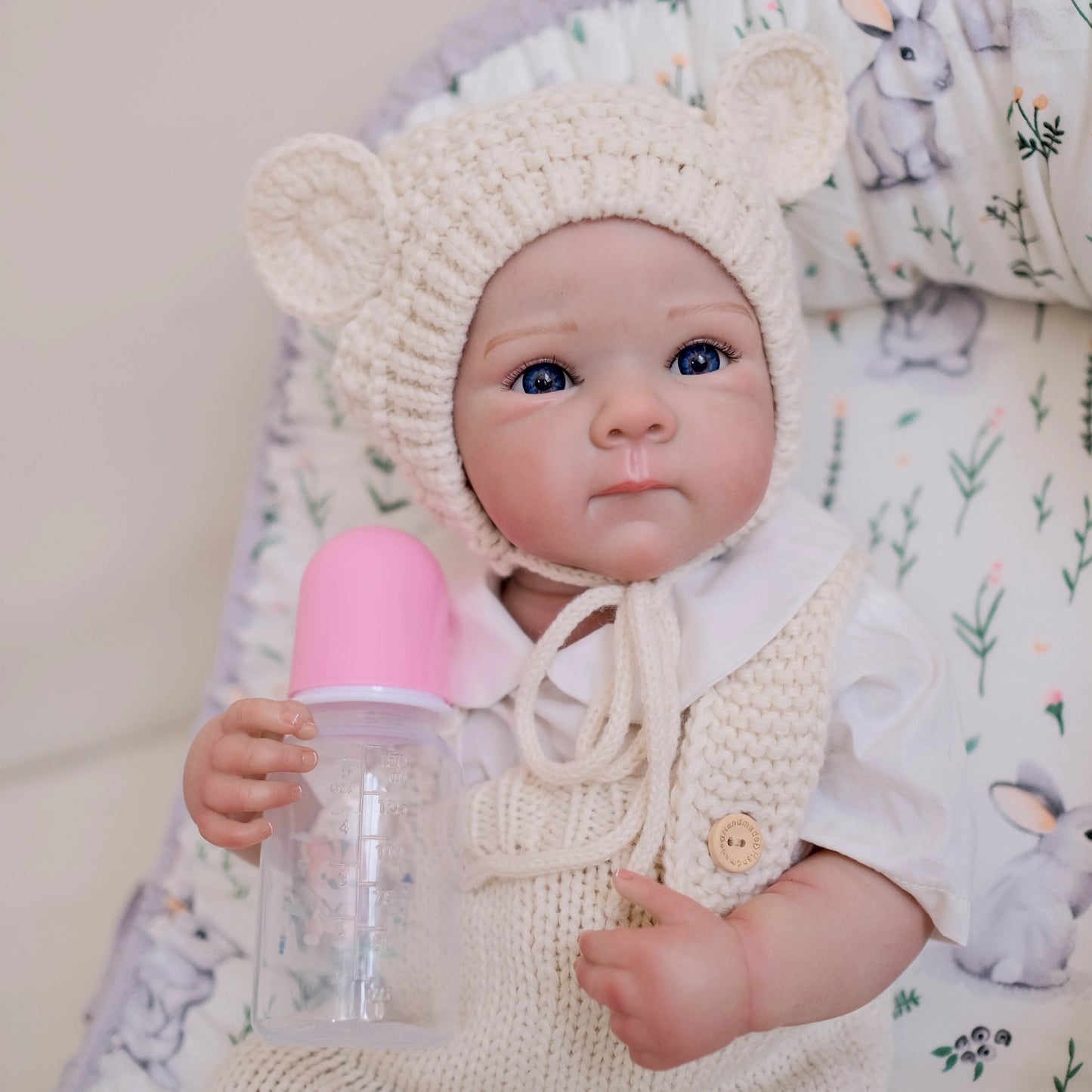 NPK 19inch Reborn Full Vinyl Body Bettie Girl Lifelike Real Newborn Baby Doll Hand-Detailed Paint Hair