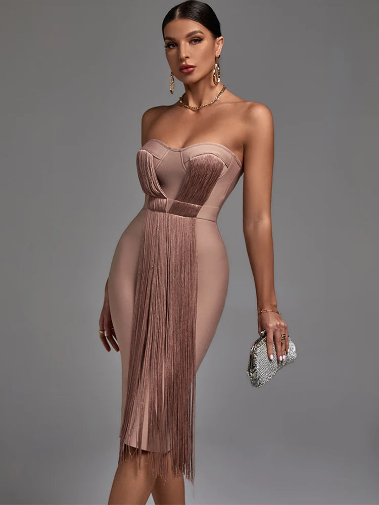 Evening Dresses: Women Strapless Bandage Dress Bodycon Elegant