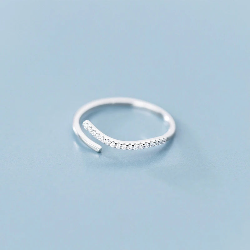 Modian 925 Sterling Silver Simple Adjustable Finger Rings Stackable Zirconia